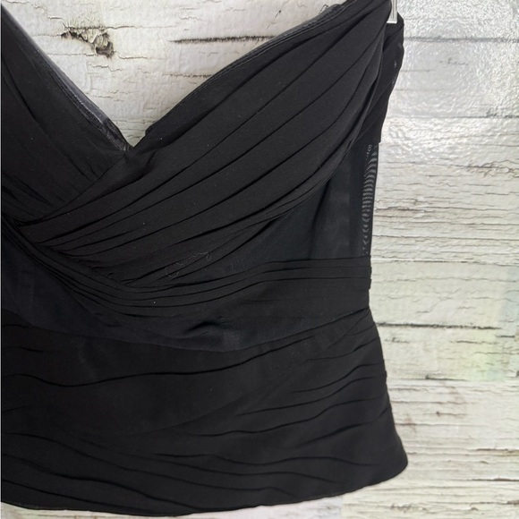 Bebe Black Strapless Top sheer ruched size 8 - Picture 3 of 7